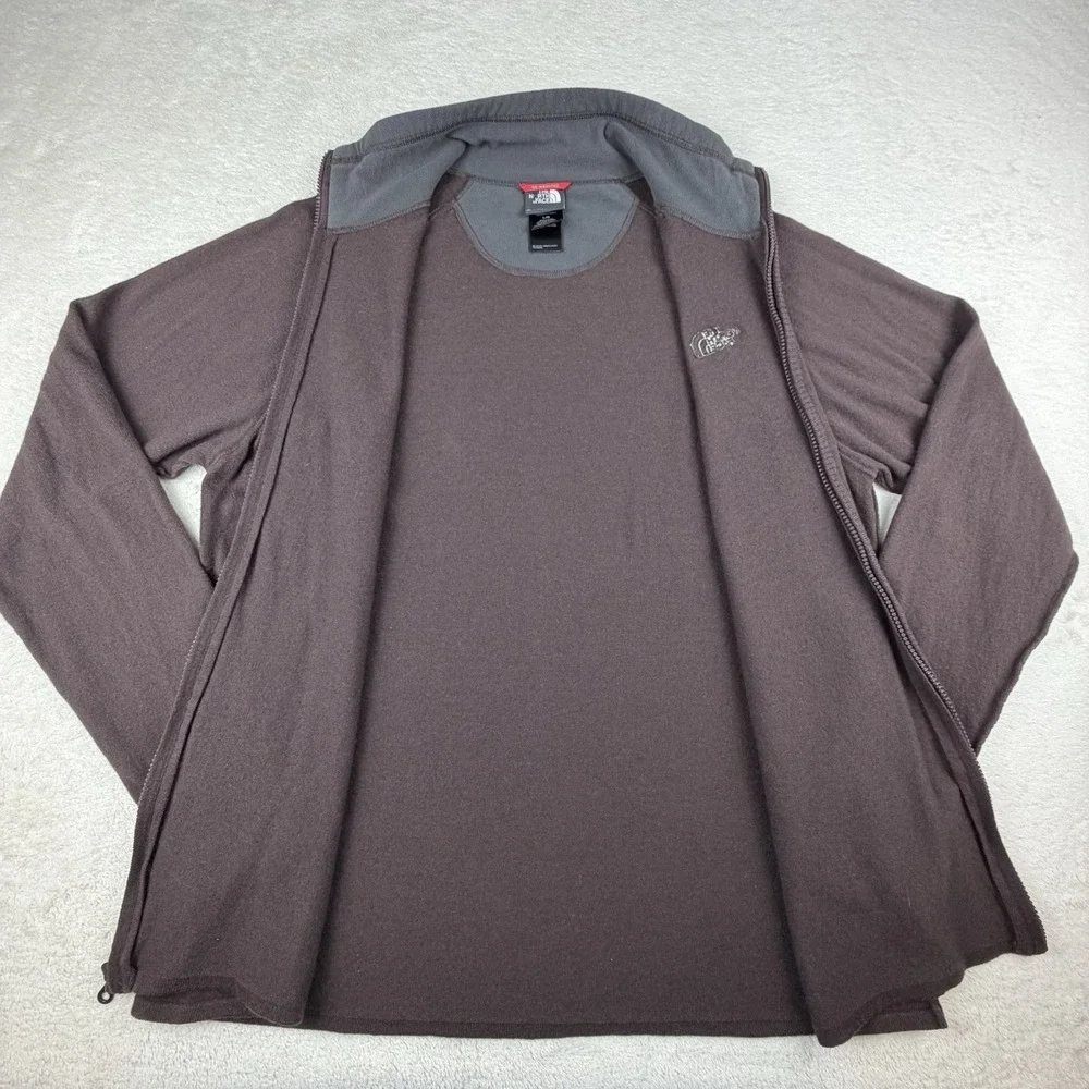 The North Face Men's‎ Sweater Brown Mock Neck Cotton Wool Blend Full Zip Large